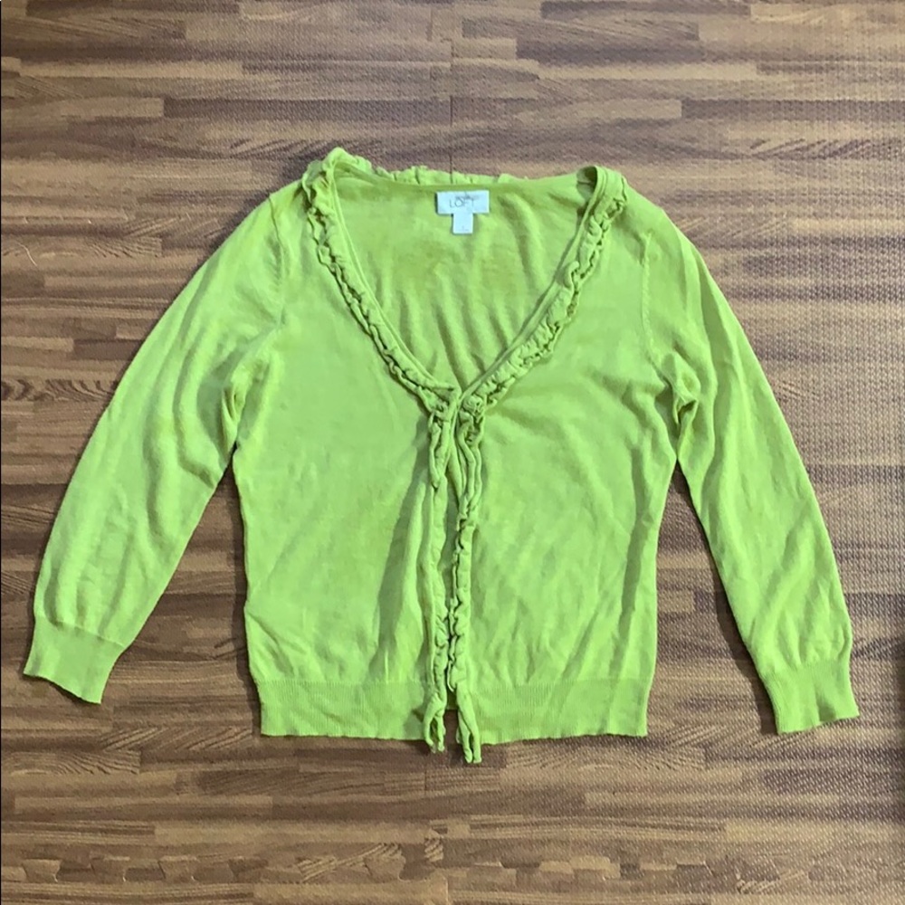 Sexy lime green open sweater Loft sweater size S